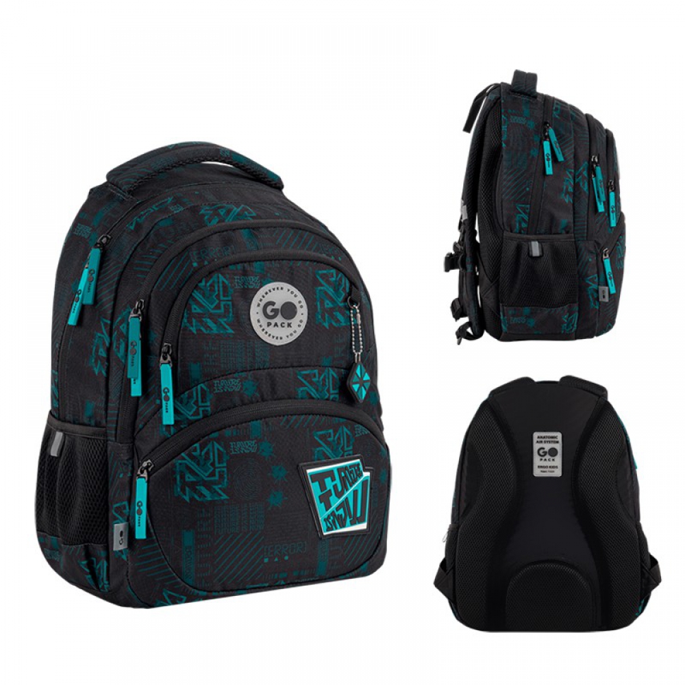 Рюкзак GoPack Education GO26-175M-6. Ортопедична спинка Ergo Kids, 2 відділення, 2 передні та 2 бічні кишені, роздільники, органайзер, м'яка ущільнена ручка, нагрудний ремінь, світловідбивні елементи, підвіска