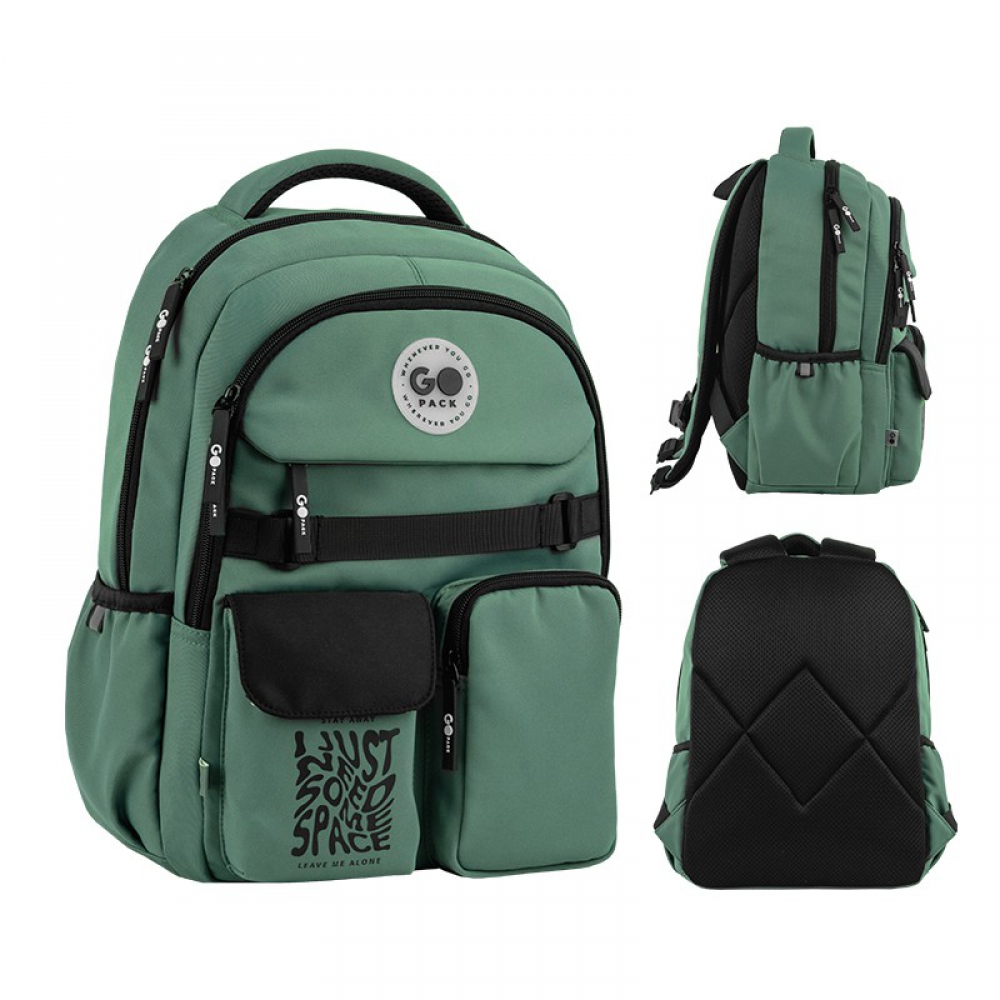 Рюкзак GoPack Education GO26-183M-4. Ущільнена спинка з сіточкою, 2 відділення, 2 бічні кишені, органайзер, роздільник, м'яка ущільнена ручка, нагрудний ремінь, ущільнене дно, світловідбивні елементи