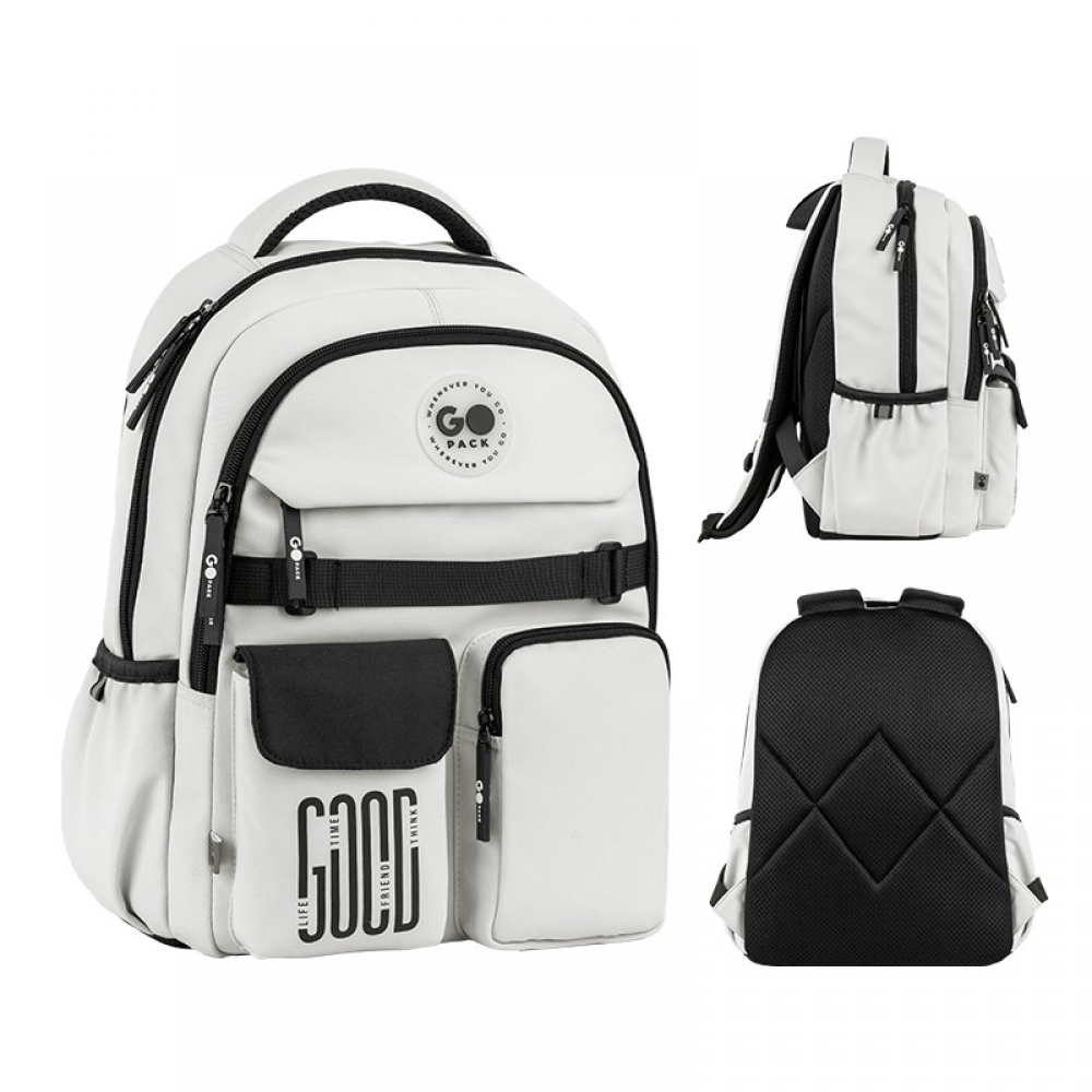 Рюкзак GoPack Education GO26-183M-2. Ущільнена спинка з сіточкою, 2 відділення, 2 бічні кишені, органайзер, роздільник, м'яка ущільнена ручка, нагрудний ремінь, ущільнене дно, світловідбивні елементи