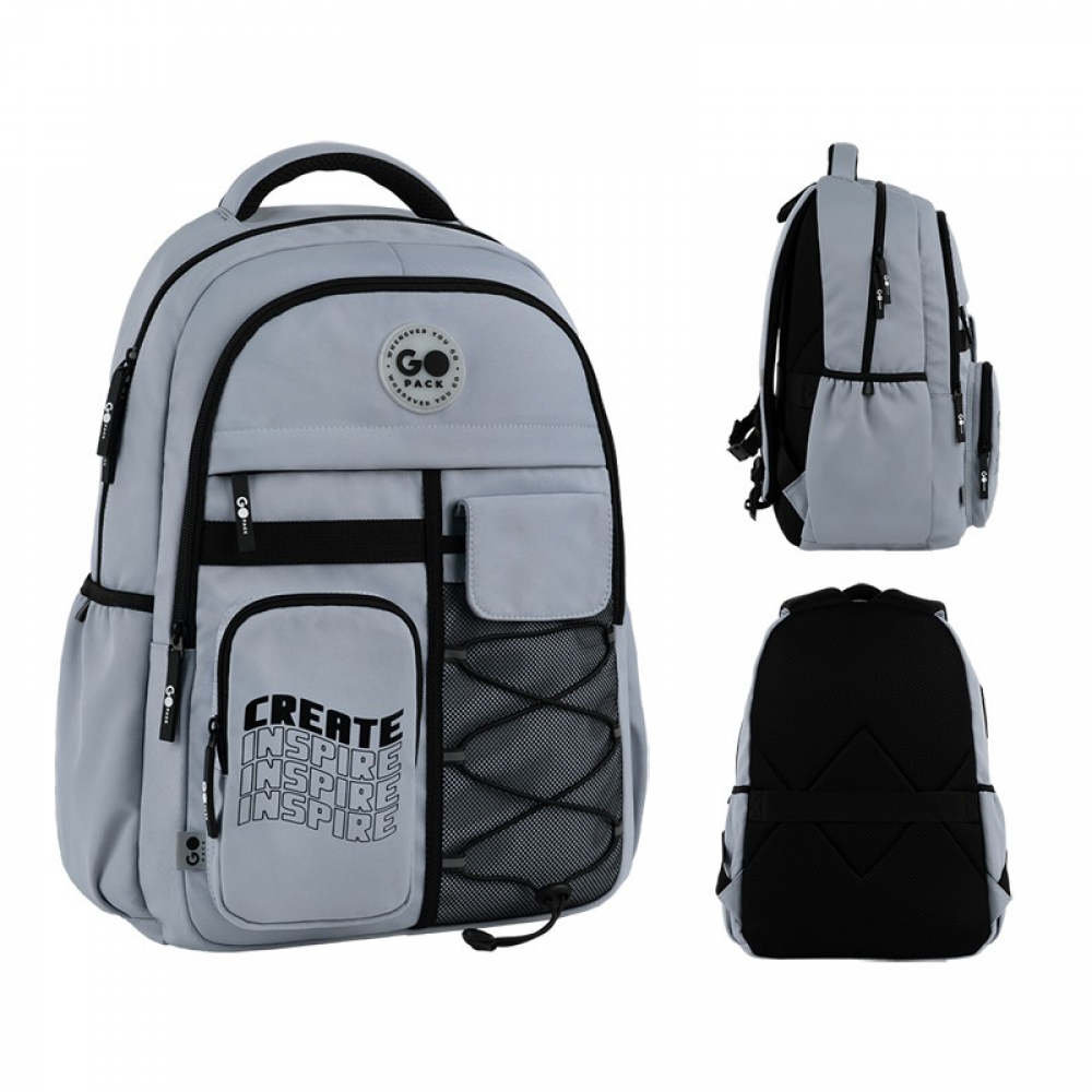 Рюкзак GoPack Education Teens GO26-184L-2. Ущільнена спинка з сіточкою, 2 відділення, 2 бічні кишені, органайзер, кишеня для ноутбука, внутрішня кишеня, м'яка ущільнена ручка, нагрудний ремінь, ущільнене дно, світловідбивні елементи
