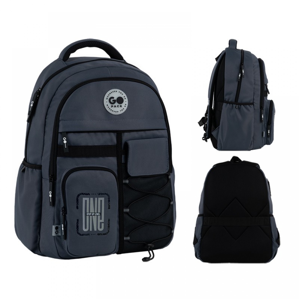 Рюкзак GoPack Education Teens GO26-184L-4. Ущільнена спинка з сіточкою, 2 відділення, 2 бічні кишені, органайзер, кишеня для ноутбука, внутрішня кишеня, м'яка ущільнена ручка, нагрудний ремінь, ущільнене дно, світловідбивні елементи