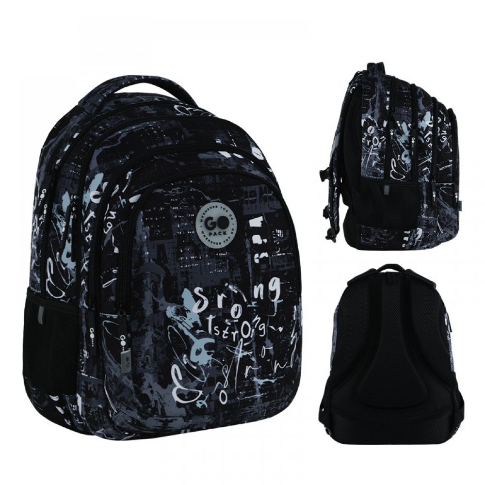 Рюкзак GoPack Education Teens GO26-162L-4. Анатомічна спинка, 3 відділення, 1 передня та 2 бічні кишені, кишеня для ноутбука, органайзер, нагрудний ремінь, м'яка ущільнена ручка, ущільнене дно, світловідбивні елементи