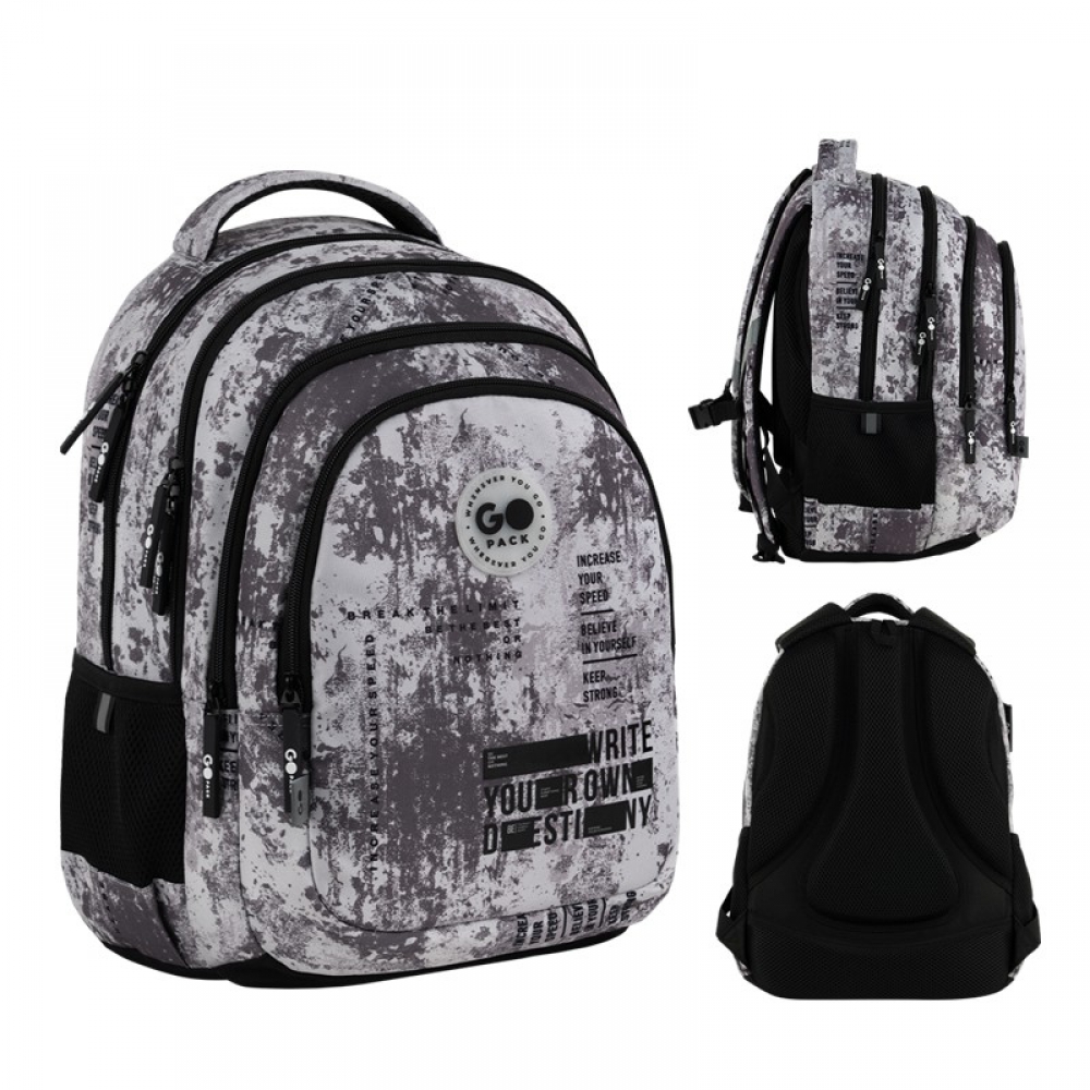 Рюкзак GoPack Education Teens GO26-162M-3. Анатомічна спинка, 3 відділення, 1 передня та 2 бічні кишені, роздільники, органайзер, нагрудний ремінь, м'яка ущільнена ручка, ущільнене дно, світловідбивні елементи