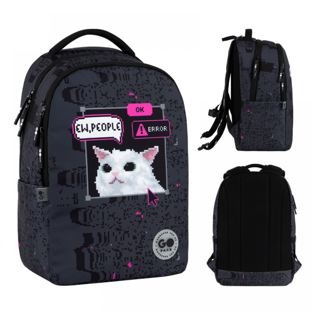 Рюкзак GoPack Education GO26-135M-2. Ущільнена спинка з сіточкою, 2 відділення, 2 бічні кишені, кишеня біля ручки з флісом, роздільники, органайзер, ущільнена ручка, нагрудний ремінь, ущільнене дно, світловідбивні елементи