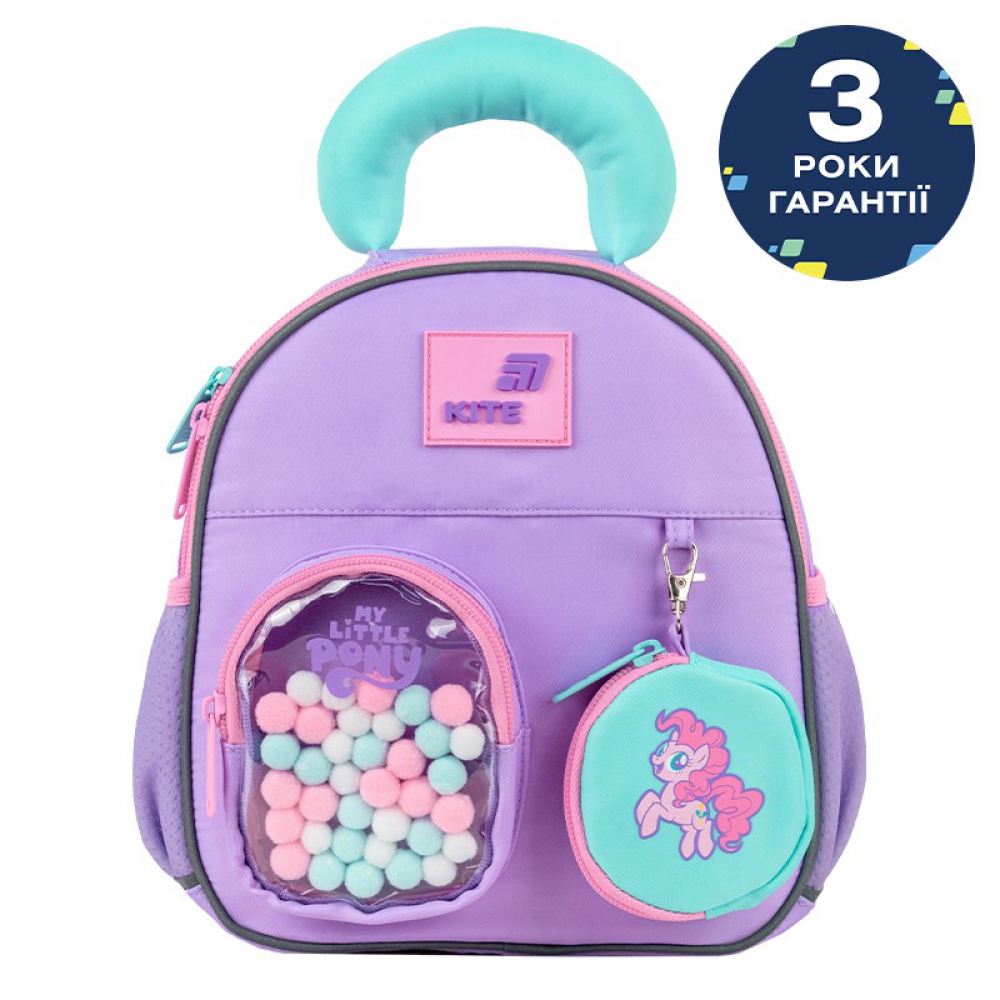 Рюкзак Kite Kids LP26-2737XXS. Ущільнена спинка з сіточкою, 1 відділення, 1 передня та 2 бічні кишені, 2 внутрішні кишені, Ущільнена ручка, ручка-петля, нагрудний ремінь, світловідбивні елементи, поле для персональних даних, знімний гаманець