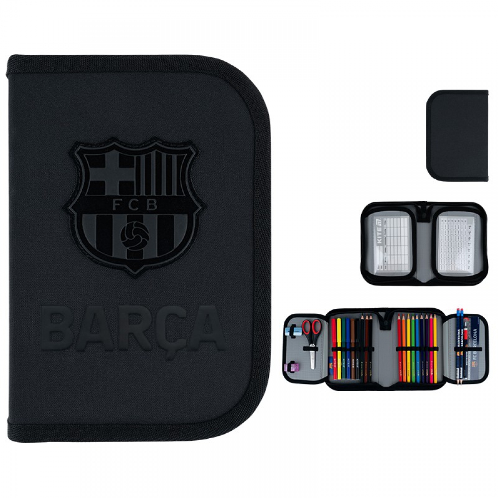 Пенал Kite BC26-622H, 1 відділення, 2 відвороти, з наповненням (точилка, гумка, лінійка 15 см, фломастери, олівці кольорові, олівці графітні з гумкою, ручка кулькова автоматична, ножиці 13 см)