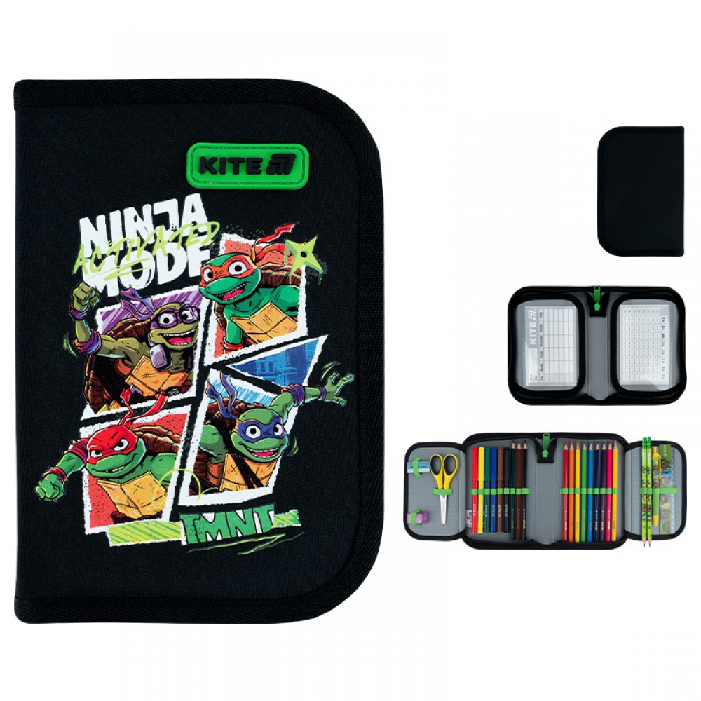 Пенал Kite NT26-622H, 1 відділення, 2 відвороти, з наповненням (точилка, гумка, лінійка 15 см, фломастери, олівці кольорові, олівці графітні з гумкою, ручка кулькова автоматична, ножиці 13 см)