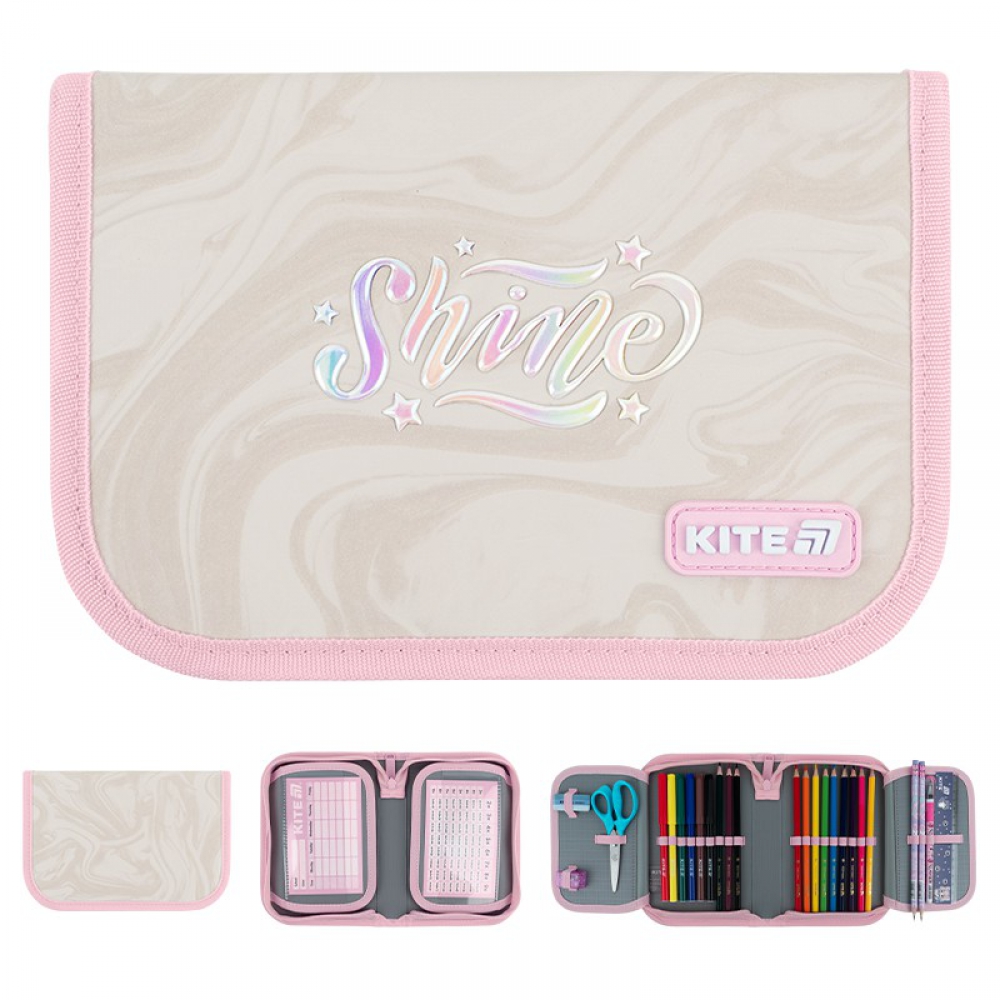 Пенал Kite K26-622H-1, 1 відділення, 2 відвороти, з наповненням (точилка, гумка, лінійка 15 см, фломастери, олівці кольорові, олівці графітні з гумкою, ручка кулькова автоматична, ножиці 13 см)