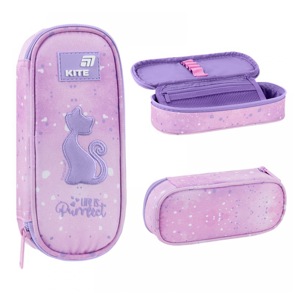 Пенал Kite K26-599-1, 1 відділення, клапан з кишенею на блискавці, резинки для фіксації канцелярії