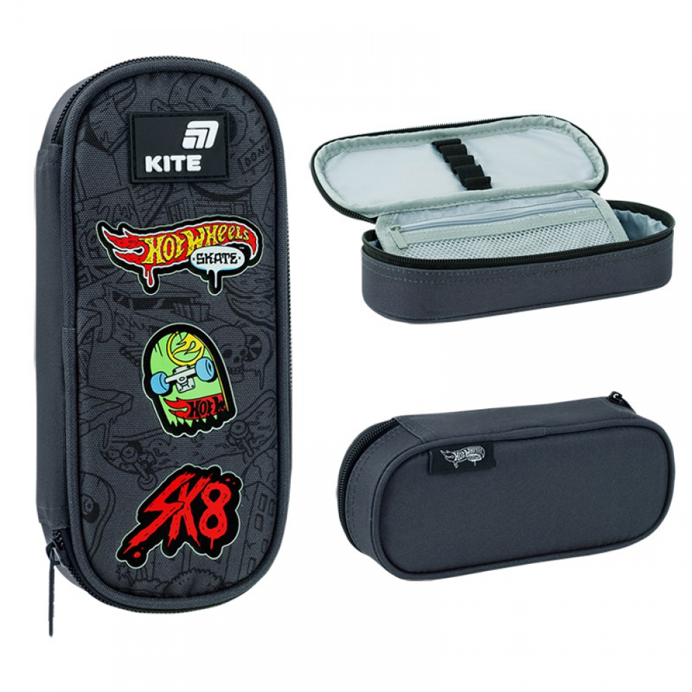 Пенал Kite HW26-599, 1 відділення, клапан з кишенею на блискавці, резинки для фіксації канцелярії