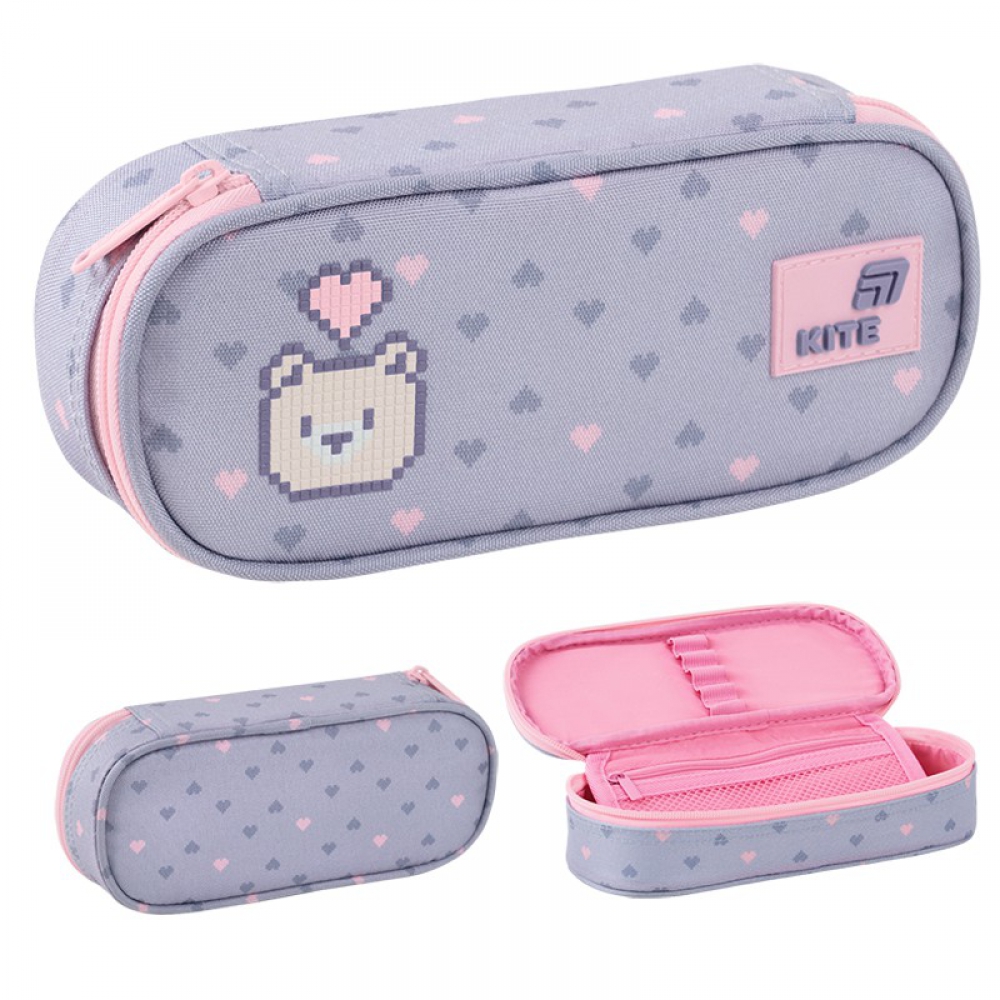 Пенал Kite K26-599-3, 1 відділення, клапан з кишенею на блискавці, резинки для фіксації канцелярії