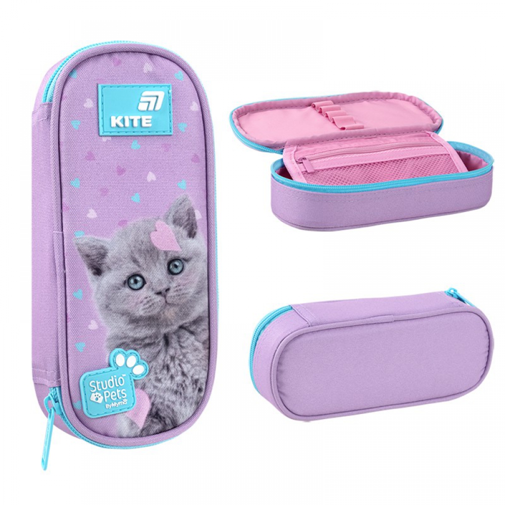 Пенал Kite SP26-599, 1 відділення, клапан з кишенею на блискавці, резинки для фіксації канцелярії