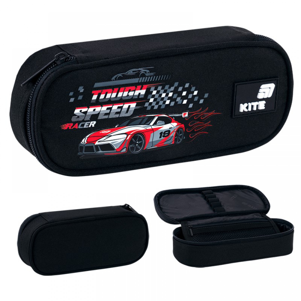 Пенал Kite K26-599-2, 1 відділення, клапан з кишенею на блискавці, резинки для фіксації канцелярії