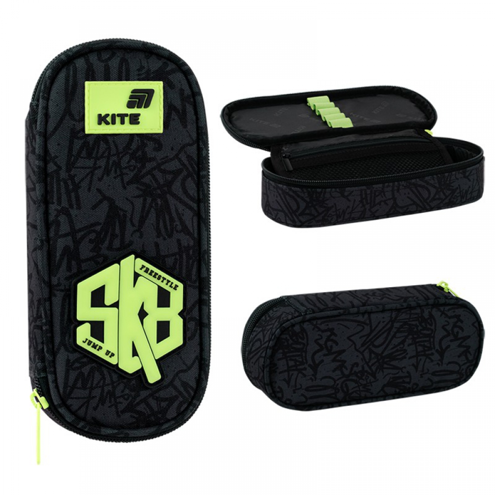 Пенал Kite K26-599-6, 1 відділення, клапан з кишенею на блискавці, резинки для фіксації канцелярії