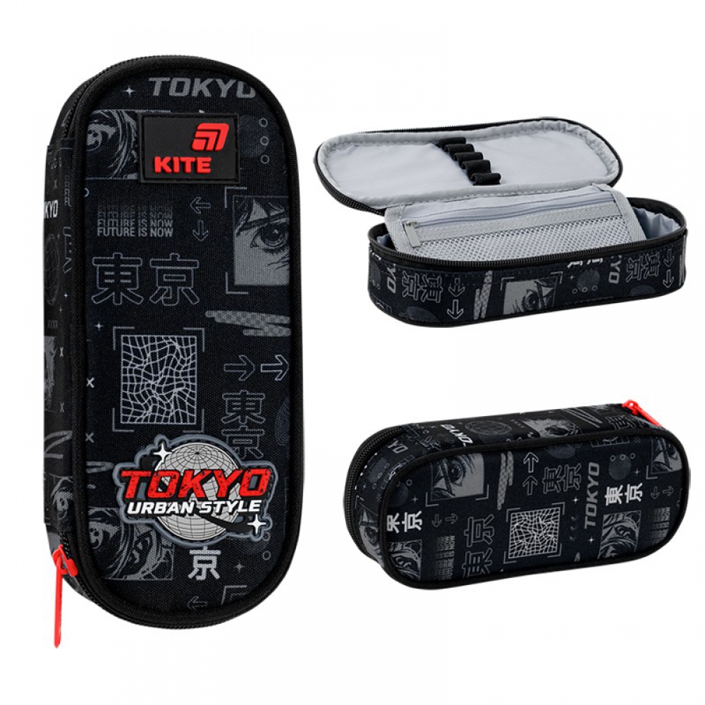 Пенал Kite K26-599-18, 1 відділення, клапан з кишенею на блискавці, резинки для фіксації канцелярії