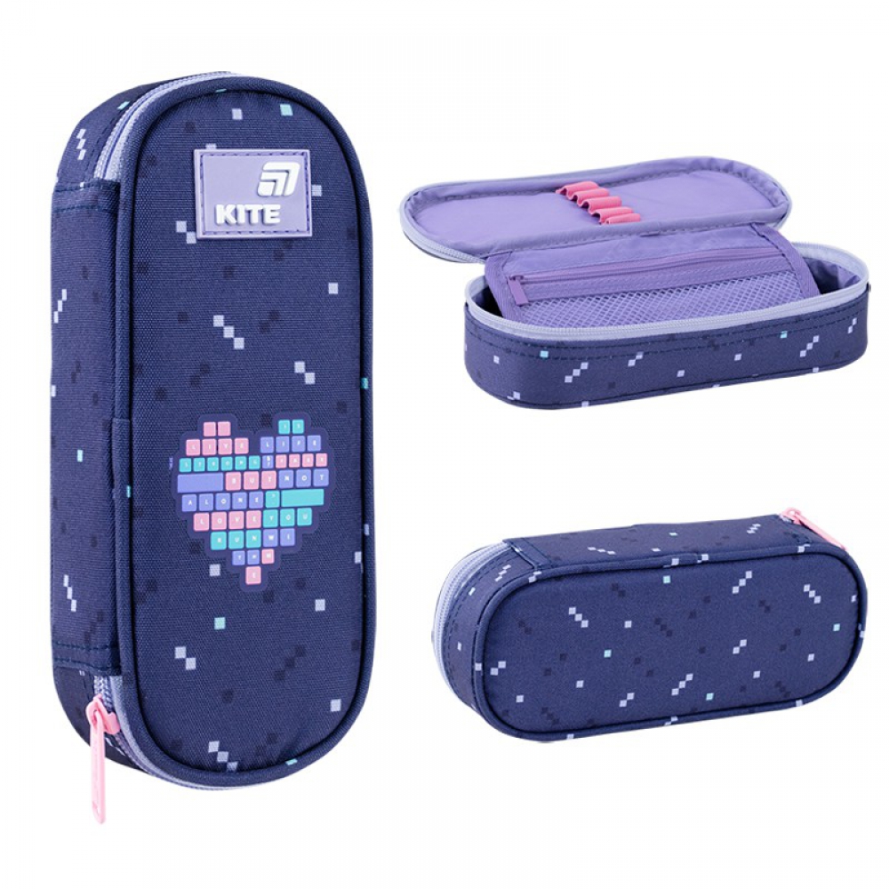 Пенал Kite K26-599-7, 1 відділення, клапан з кишенею на блискавці, резинки для фіксації канцелярії