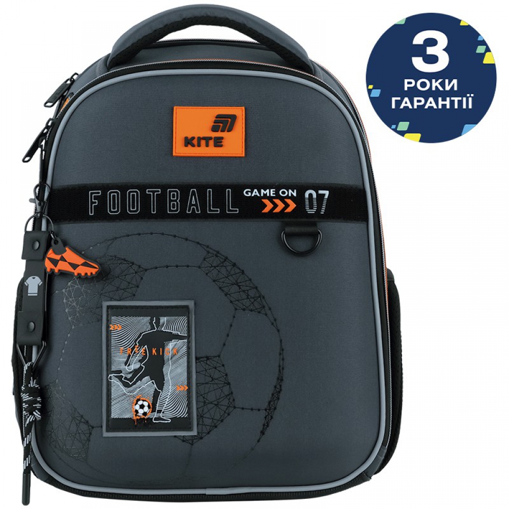 Рюкзак Kite Education каркасний K26-555S-6. Ортопедична спинка Ergo Kids, 2 відділення, 2 бічні кишені, органайзер, кишеня для телефона, роздільники, нагрудний ремінь, ущільнене дно з ніжками, підвіска