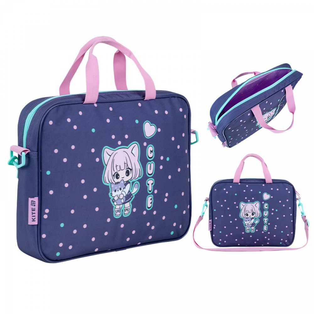 Шкільна текстильна сумка Kite A4 на блискавці K26-589-1, 1 віділення, внутрішня кишеня, регульований ремінь