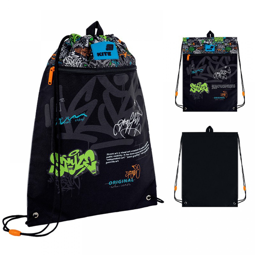 Сумка для взуття Kite K26-601M-33, 1 відділення, 1 передня кишеня, петля для вішалки, світловідбивні елементи