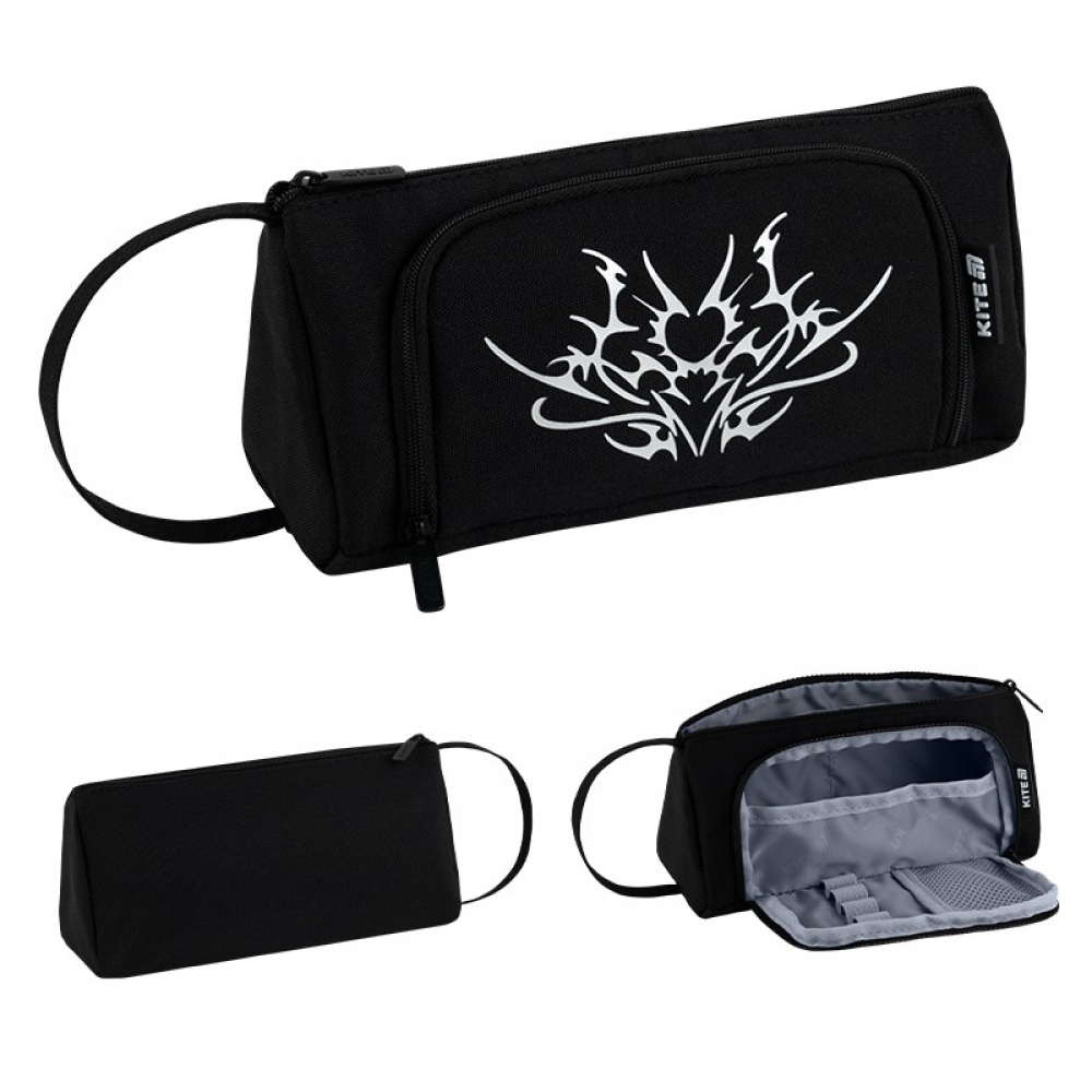 Пенал Kite K26-2700-1, 2 відділення, 2 внутрішні кишені, фіксуючі резинки для канцелярії, ручка