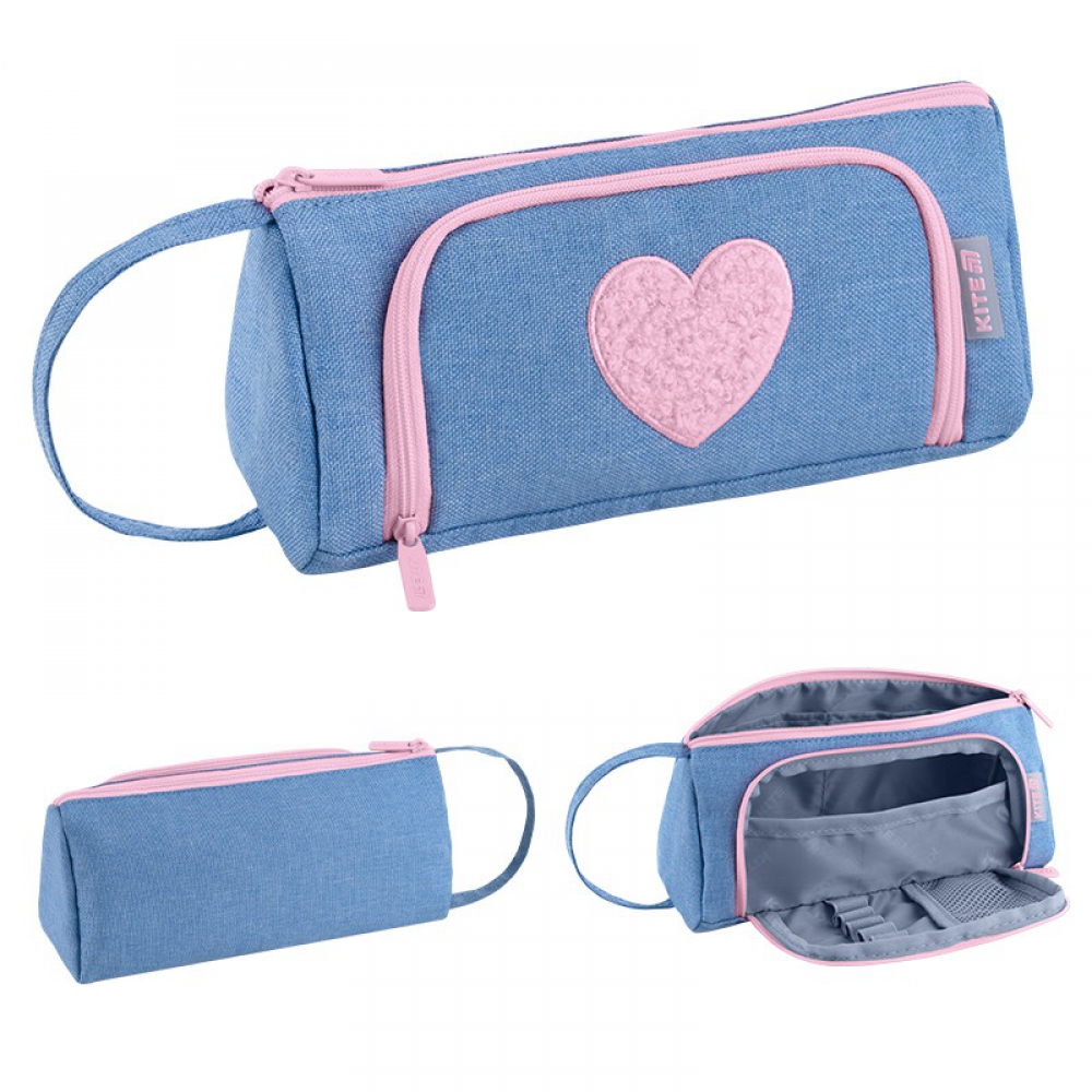 Пенал Kite K26-2700-2, 2 відділення, 2 внутрішні кишені, фіксуючі резинки для канцелярії, ручка