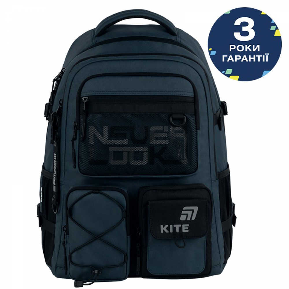 Рюкзак K26-1018XL-2. Анатомічна ущільнена спинка, 2 відділення, 5 передніх та 2 бічні кишені, кишеня на спинці, ущільнена ручка, кишені для ноутбука, планшета і телефону, органайзер, ключниця, нагрудний ремінь, світловідбивні елементи, підвіска