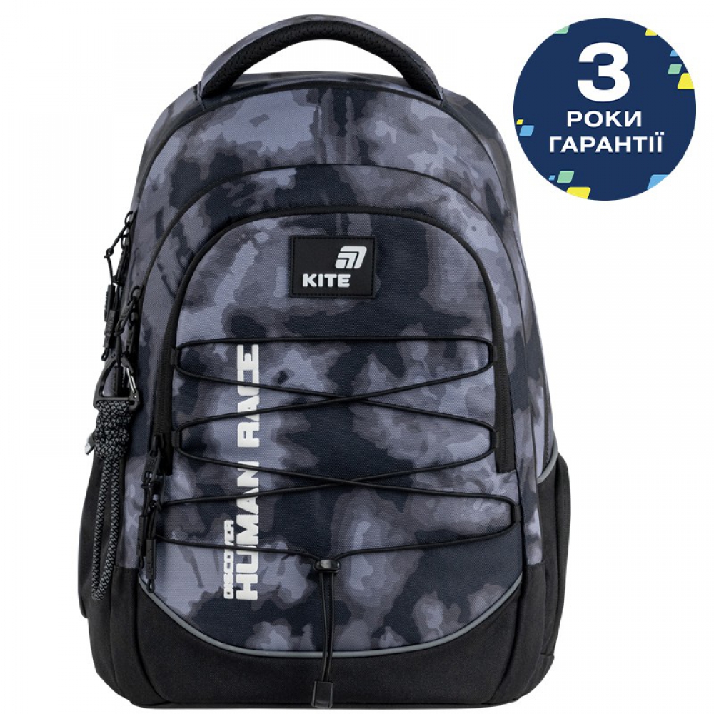 Рюкзак K26-727M-3. Анатом. спинка AGS, 2 відділення, 1 передня та 2 бічні кишені, м'яка ущіл. ручка, роздільники, кишені для планшета та телефону, органайзер, кріплення для пенні борда, нагруд. ремінь, дно з захисним покриттям, світловідбивні елем.