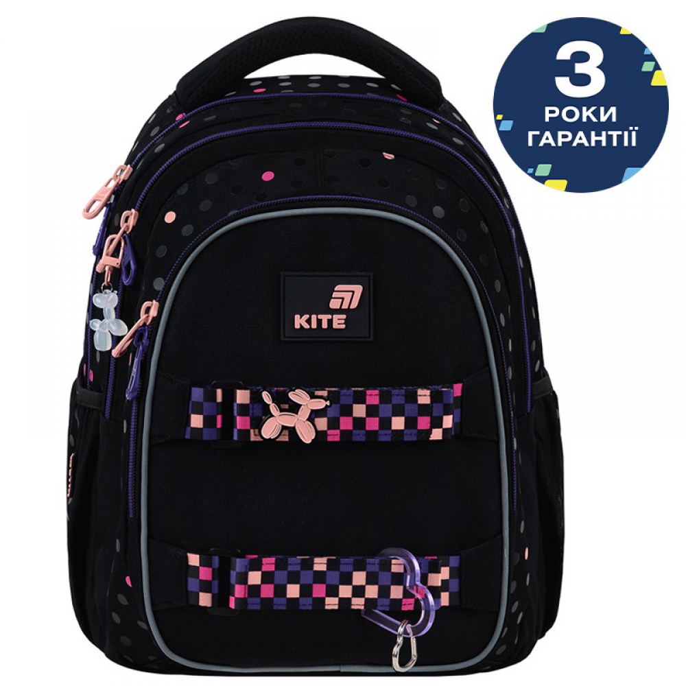 Рюкзак K26-8001M-1. Ортопедична спинка Ergo Teens, 2 відділення, 1 передня та 2 бічні кишені, ущільнена ручка, роздільники, кишеня для планшета, кишеня для телефону, органайзер, ключниця, нагрудний ремінь, світловідбивні елементи, підвіска