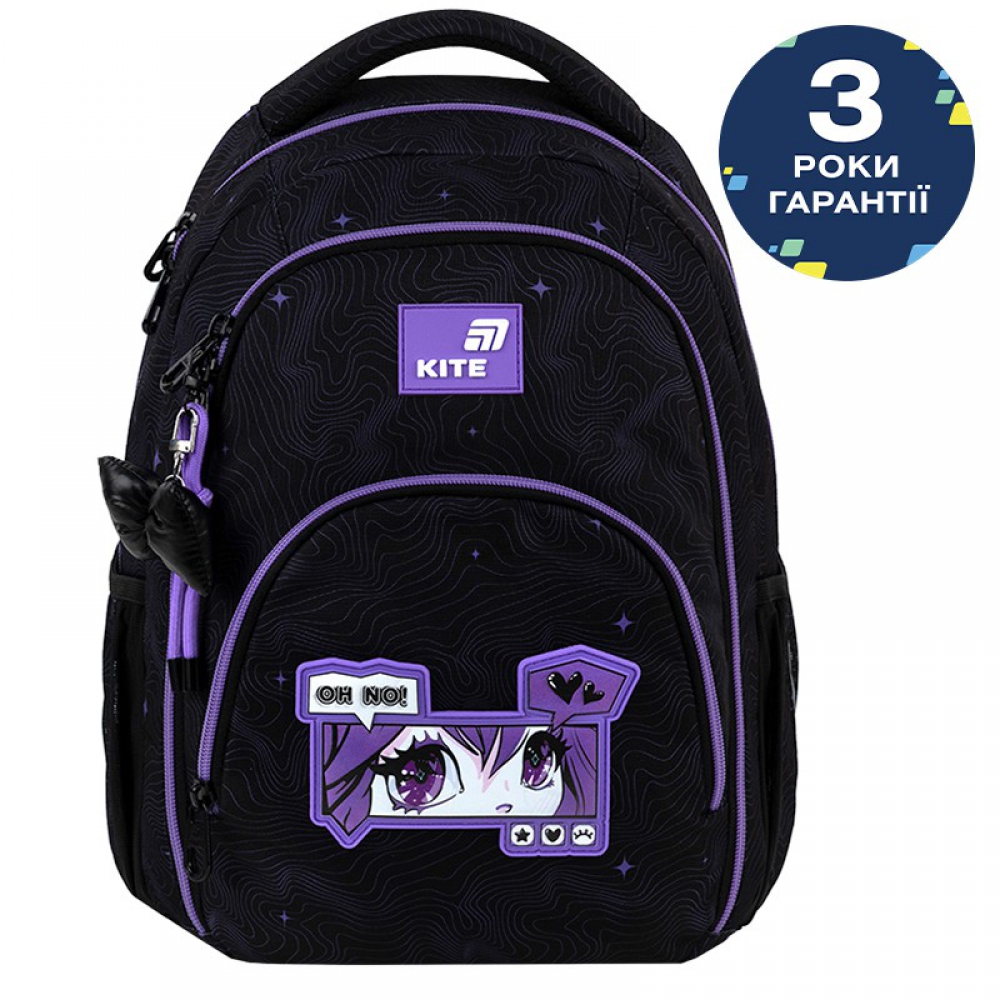 Рюкзак K26-905M-1. Ортопедична спинка Ergo Teens, 2 відділення, 1 передня та 2 бічні кишені, ущільнена ручка, роздільники, кишеня для планшета, кишеня для телефону, органайзер, ключниця, нагрудний ремінь, світловідбивні елементи, підвіска