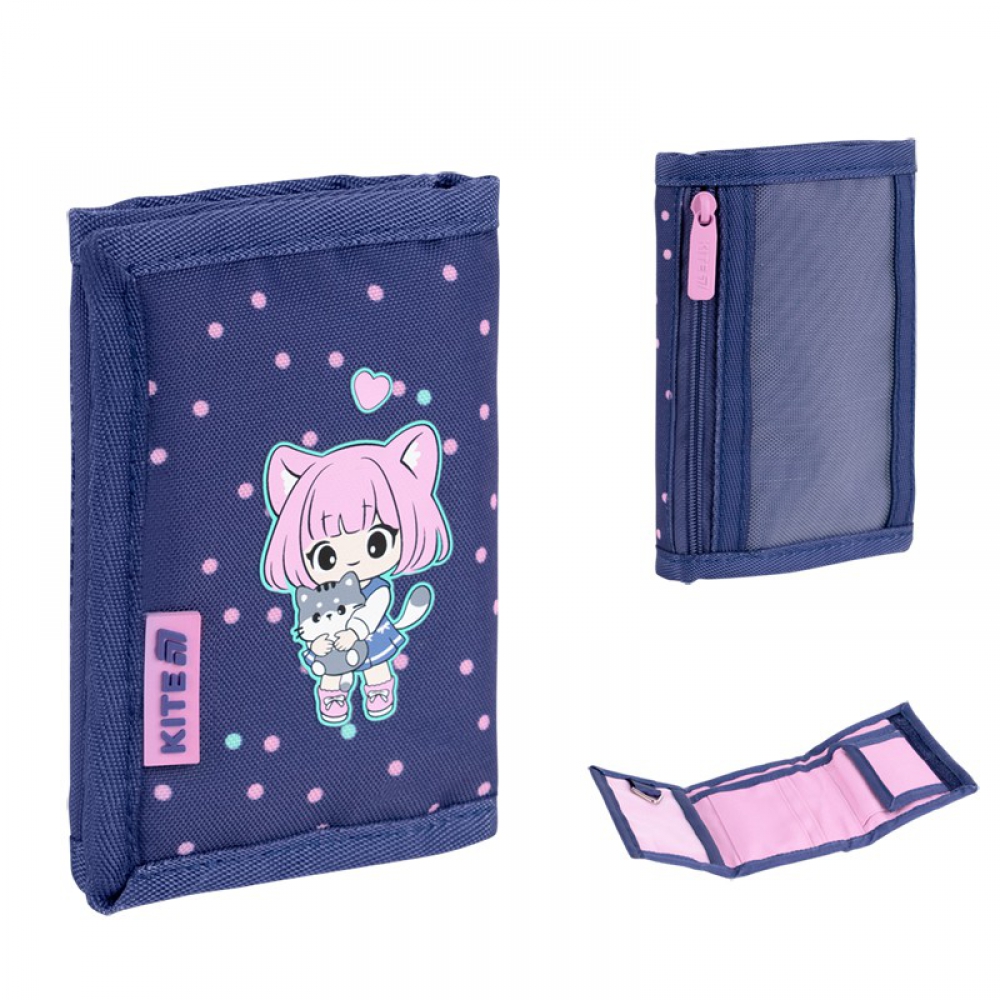 Гаманець Kite K26-598-1. 1 відділення, 1 зовнішня кишеня на блискавці з сіточкою, 5 кишень для карток, кишеня для монет на липуці, ключниця