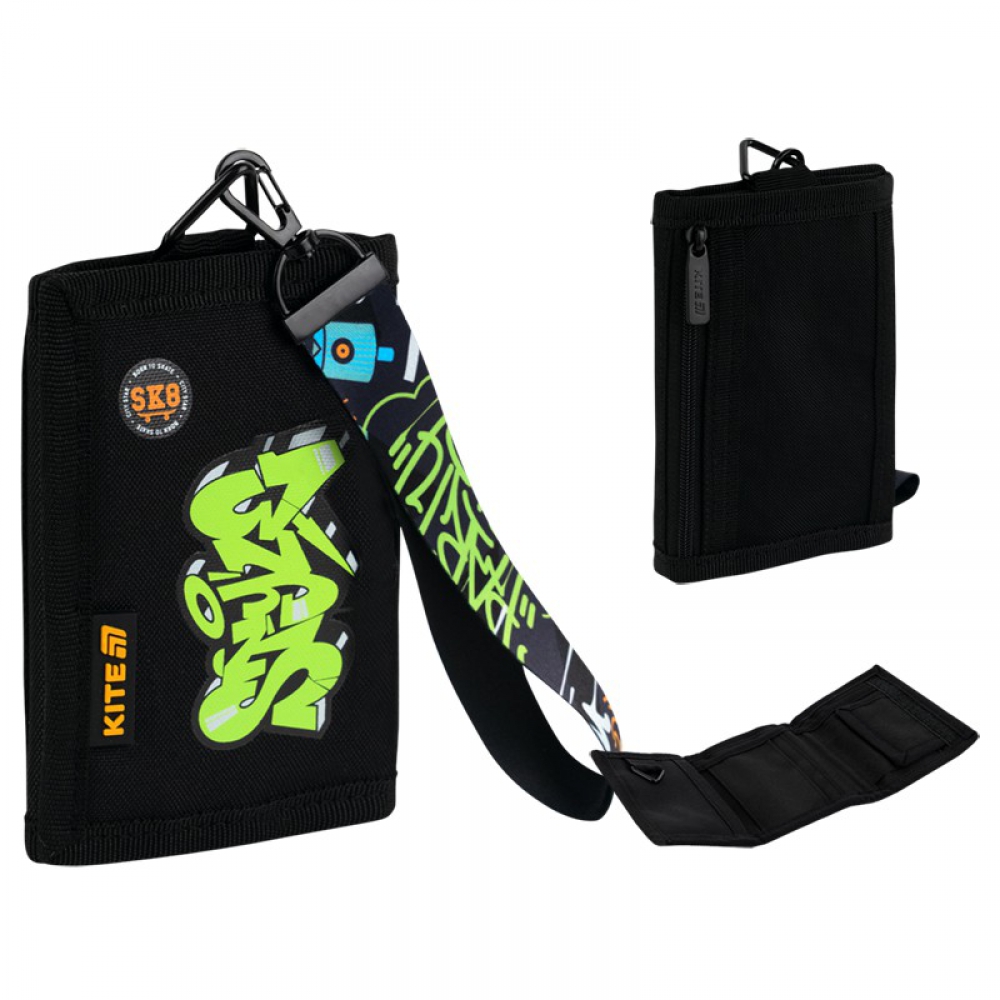 Гаманець Kite K26-598-3. 1 відділення, 1 зовнішня кишеня на блискавці з сіточкою, 5 кишень для карток, кишеня для монет на липуці, ключниця