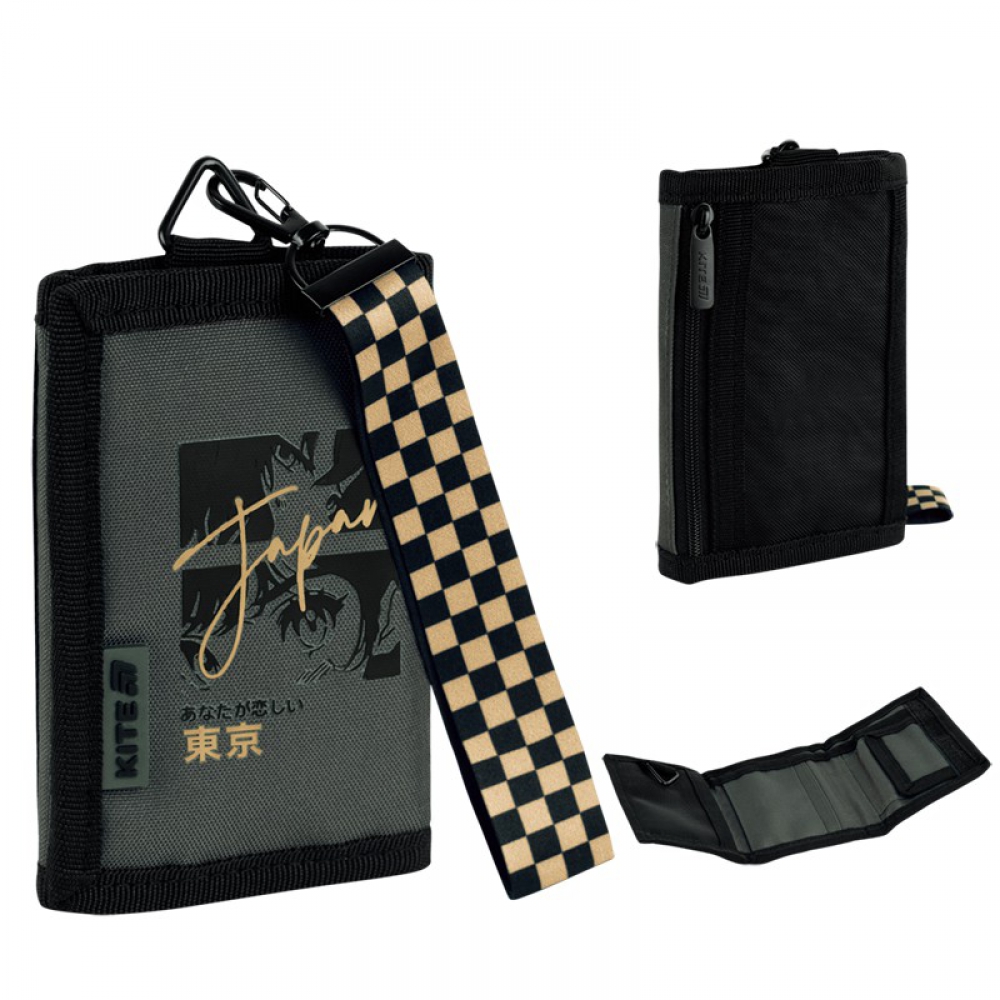 Гаманець Kite K26-598-8. 1 відділення, 1 зовнішня кишеня на блискавці з сіточкою, 5 кишень для карток, кишеня для монет на липуці, ключниця, брелок-підвіска з тасьми