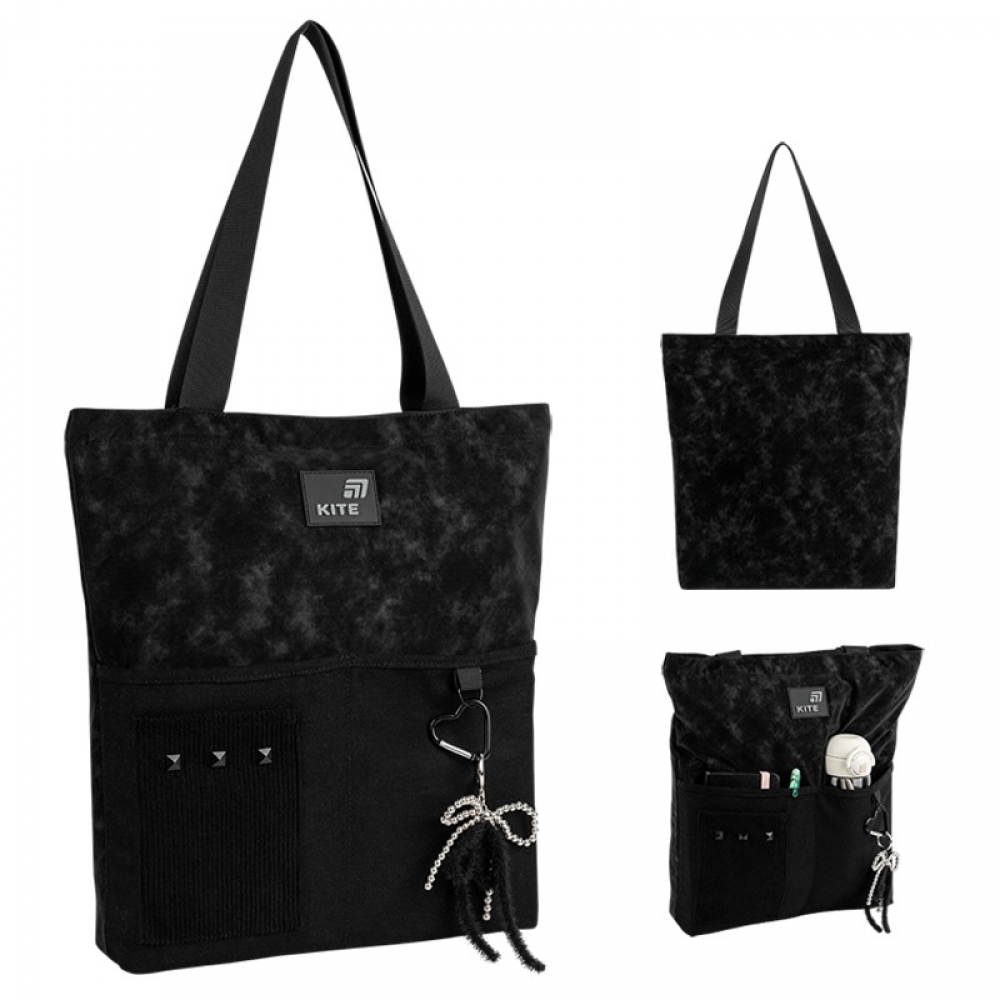 Сумка-шопер Kite Education teens K26-586-4. 1 відділення на блискавці, 3 передні кишені, 1 внутрішня кишеня, ключниця, підвіска