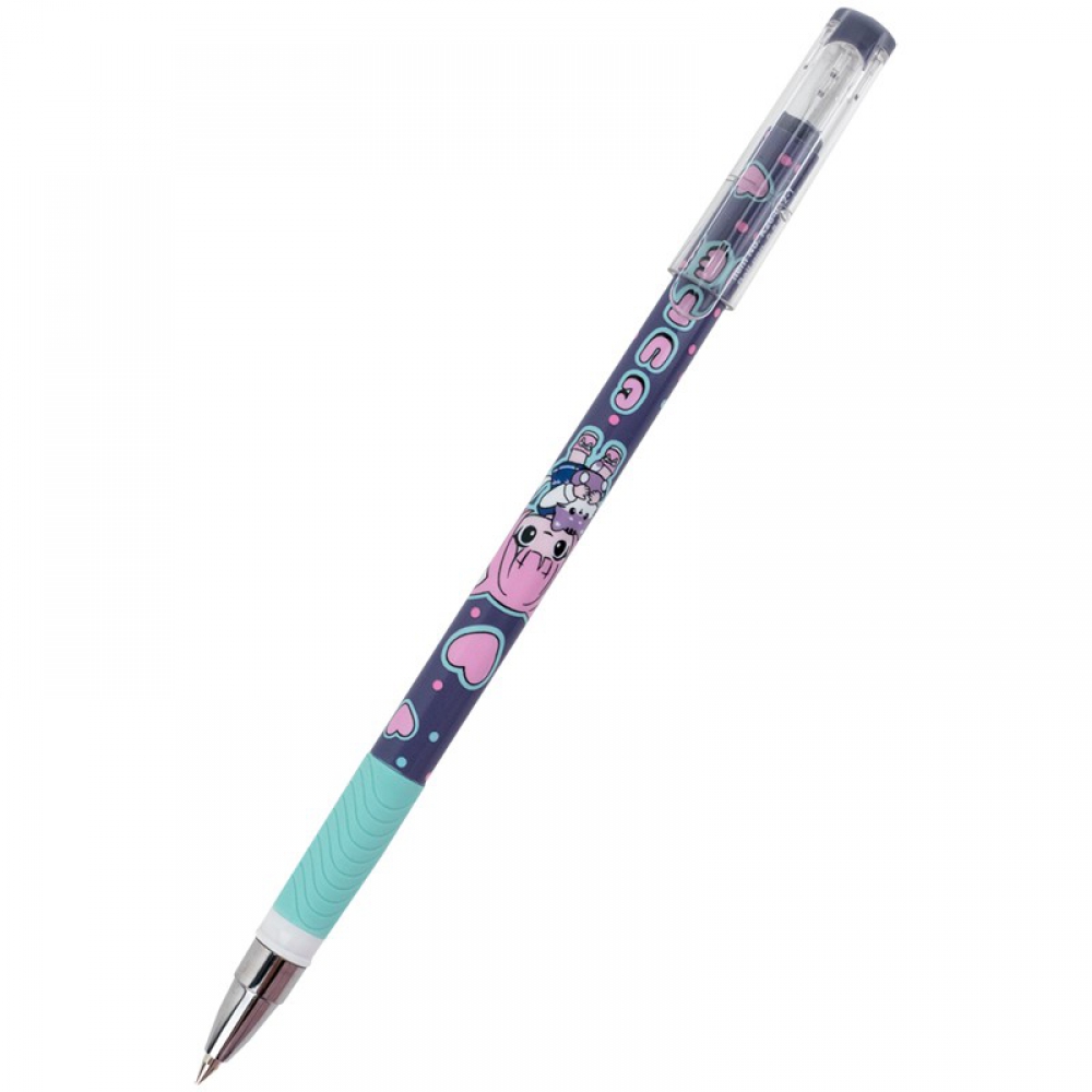 Ручка кулькова. Пластиковий корпус, гумовий грип, металізований кінчик. Пишучий вузол - 0,5 мм. Колір чорнила - синій.