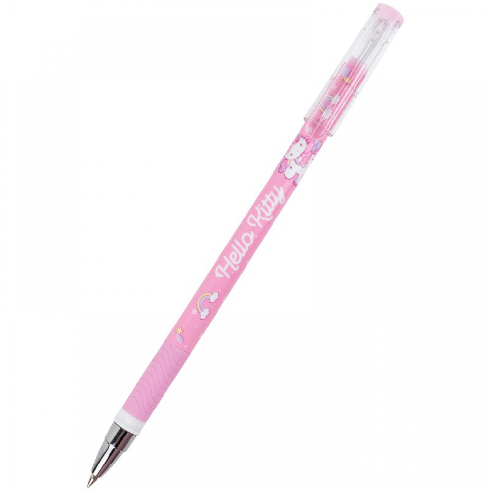 Ручка кулькова. Пластиковий корпус, гумовий грип, металізований кінчик. Пишучий вузол - 0,5 мм. Колір чорнила - синій.