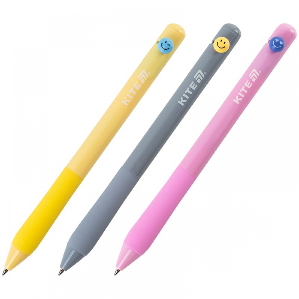 Ручка кулькова автоматична Smile. Гумовий грип, пишучий вузол 0,7мм, синя