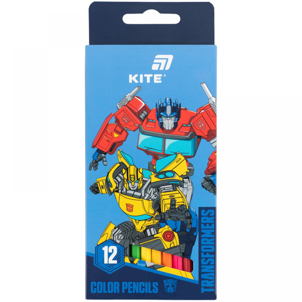 Олівці кольорові, 12 кольорів. Шестигранна форма корпусу. Товщина грифеля 3 мм. Картонна упаковка з європідвісом.