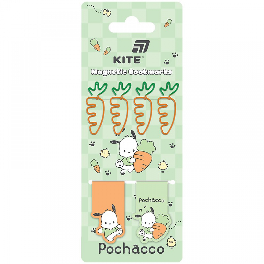 Набір магнітних закладок з фігурними скріпками, Pochacco ( 2 закладки + 4 скріпки)