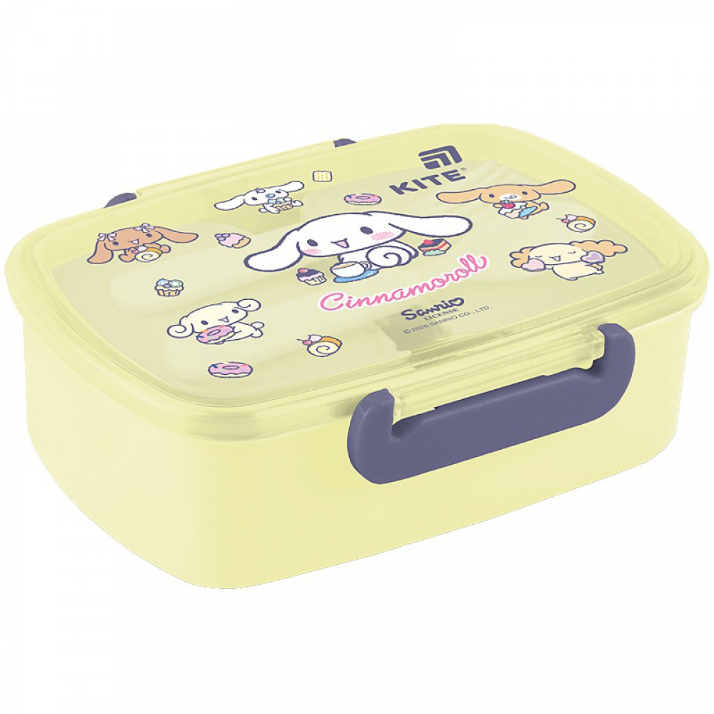 Ланчбокс для їжі. Виготовлений з харчового пластику. Містить дві окремі ємності і доповнений столовим приладдям. Об'єм 750 мл.