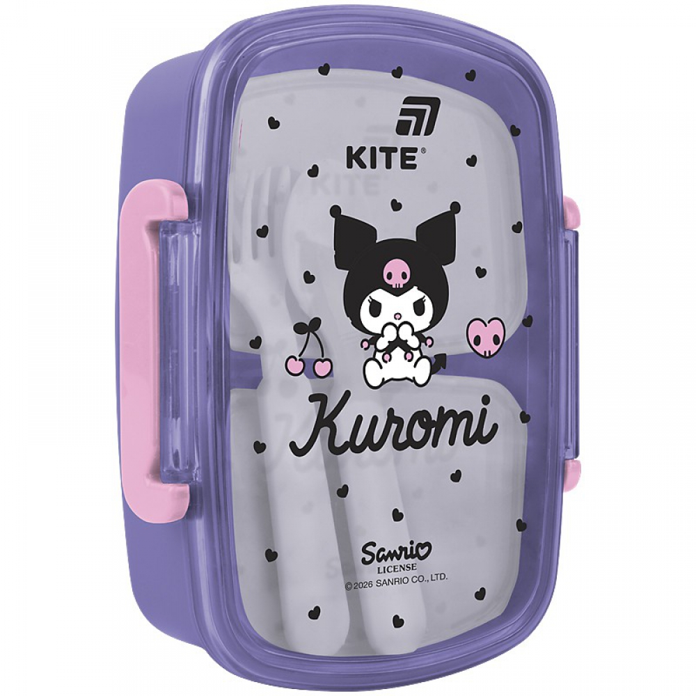 Ланчбокс для їжі. Виготовлений з харчового пластику. Містить дві окремі ємності і доповнений столовим приладдям. Об'єм 750 мл.