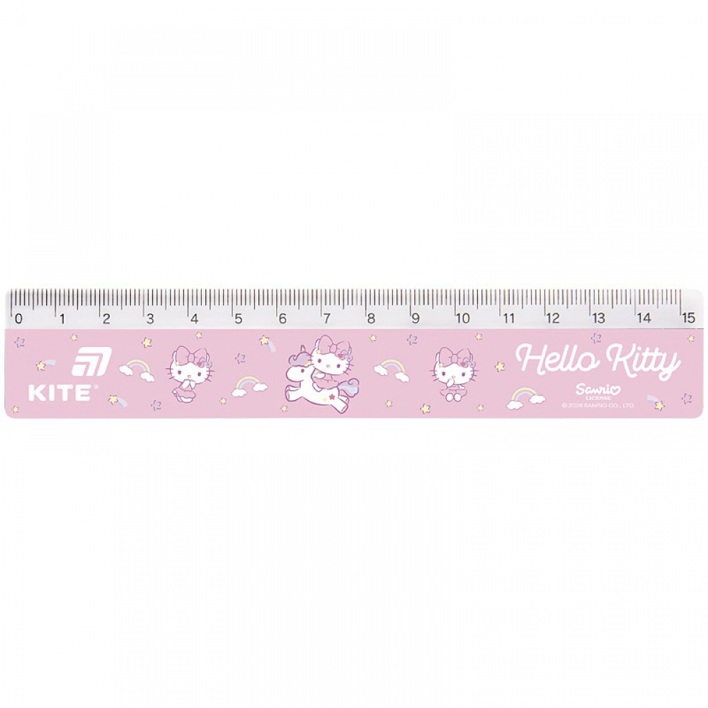 Лінійка пластикова, 15см HK. Індивідуальна упаковка з європідвісом.