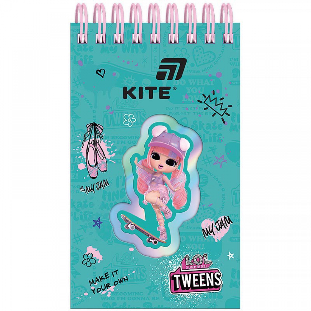 Блокнот на спіралі з фігурною вирубкою на обкладинці. Розмір 80*135 мм, 80 аркушів, лінія