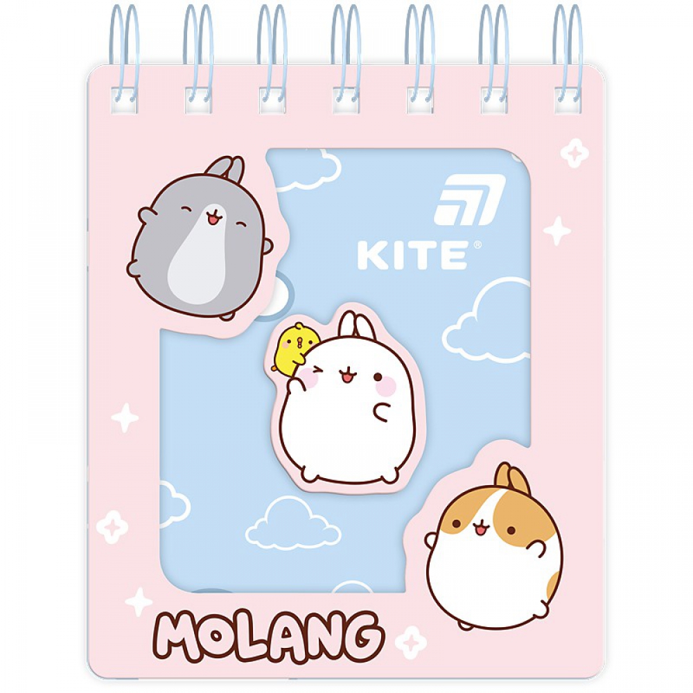 Блокнот на спіралі з фігурною вирубкою на обкладинці. Розмір 105*125 мм, 80 аркушів, клітинка