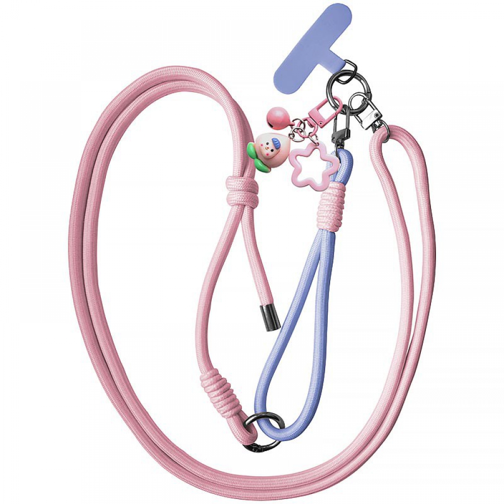 Шнурок-кросбоді K26-3021-2. Металеві карабіни, тримач для шнурка телефона, підвіска