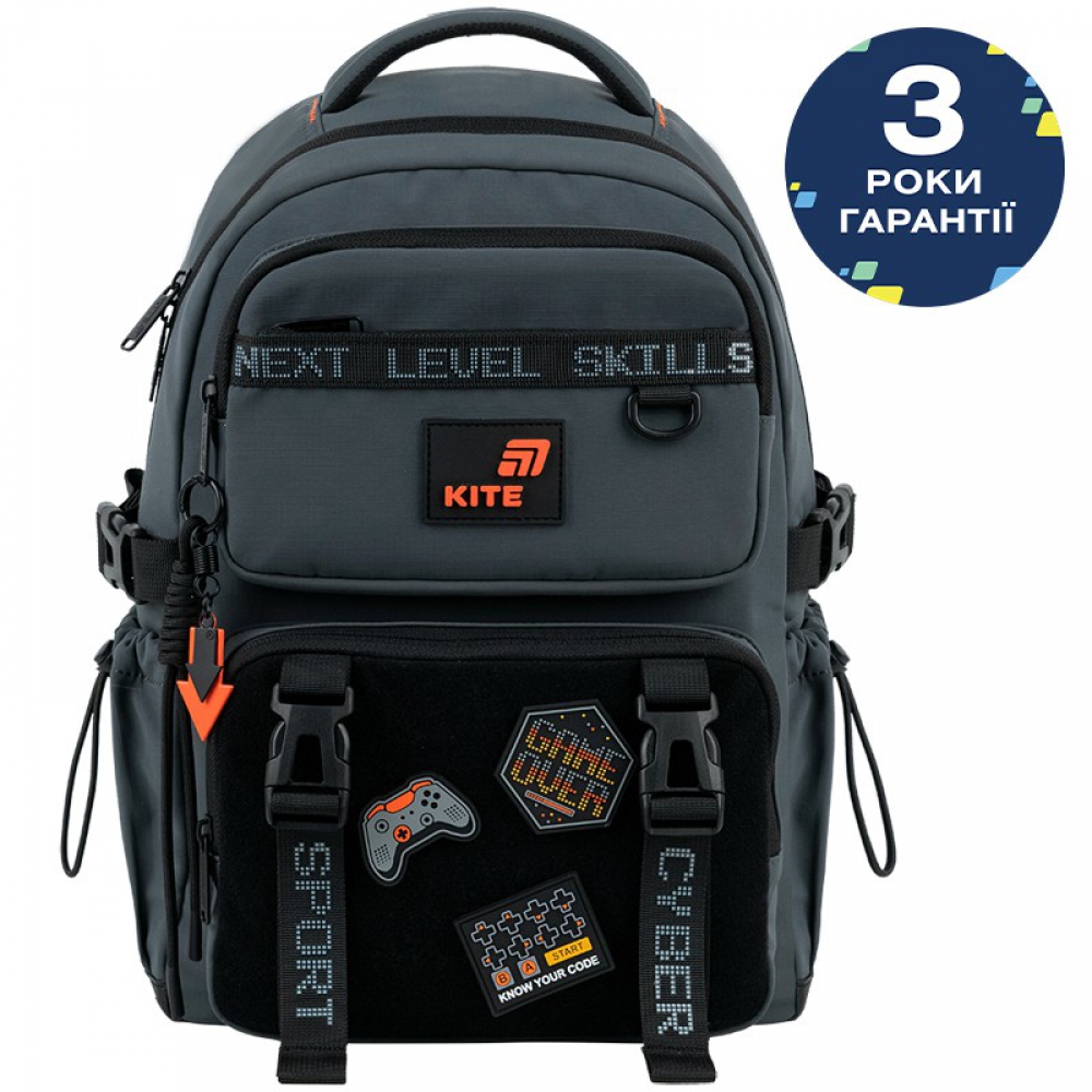 Рюкзак Kite Education K26-1022M-3. Ортопедична спинка Ergo Kids, 1 відділення, 3 передні кишені, 2 бічні кишені, роздільники, нагрудний ремінь, ущільнене дно, підвіска