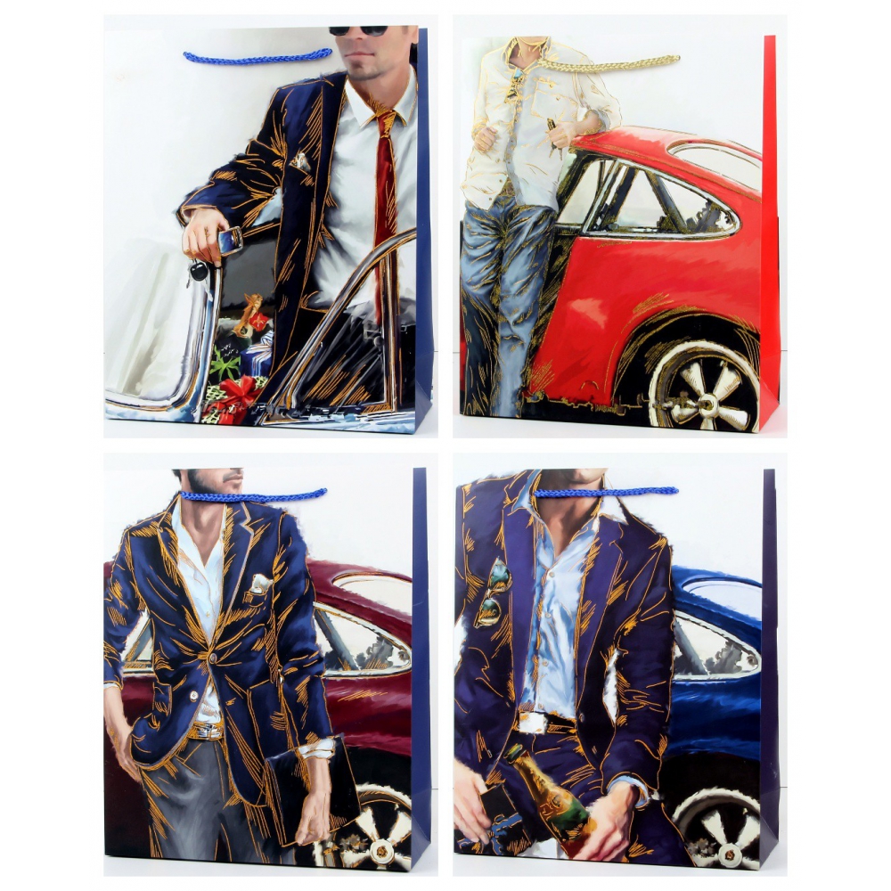 Пакет паперовий подарунковий, L:31х42х12см, тиснення фольгою BM.200068