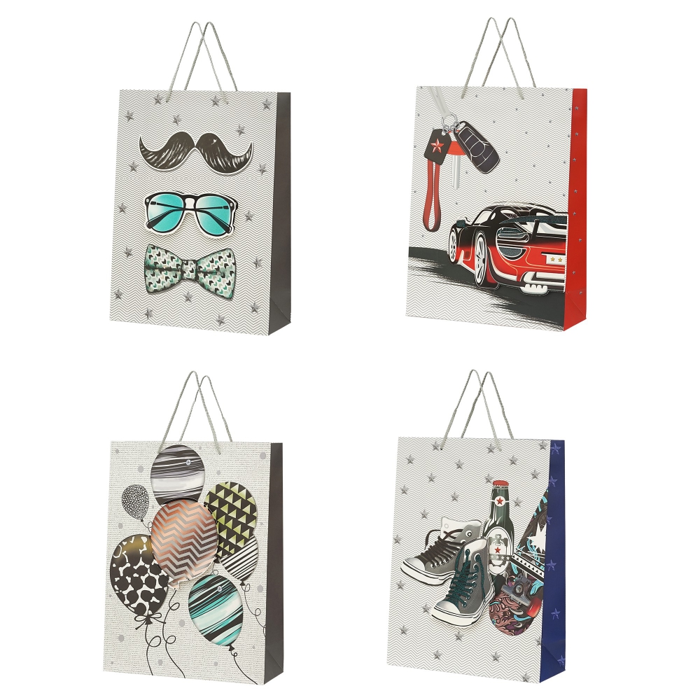 Пакет паперовий подарунковий, L:31х42х12см, глітер та 3D фігура BM.200070