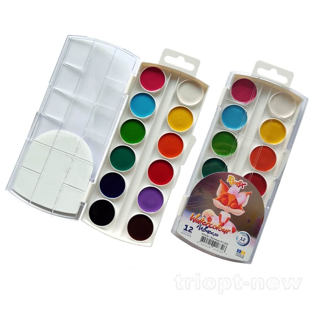 Акварель 12 кол., б/п, пластик, Дівчинка, RUDIX, 811205