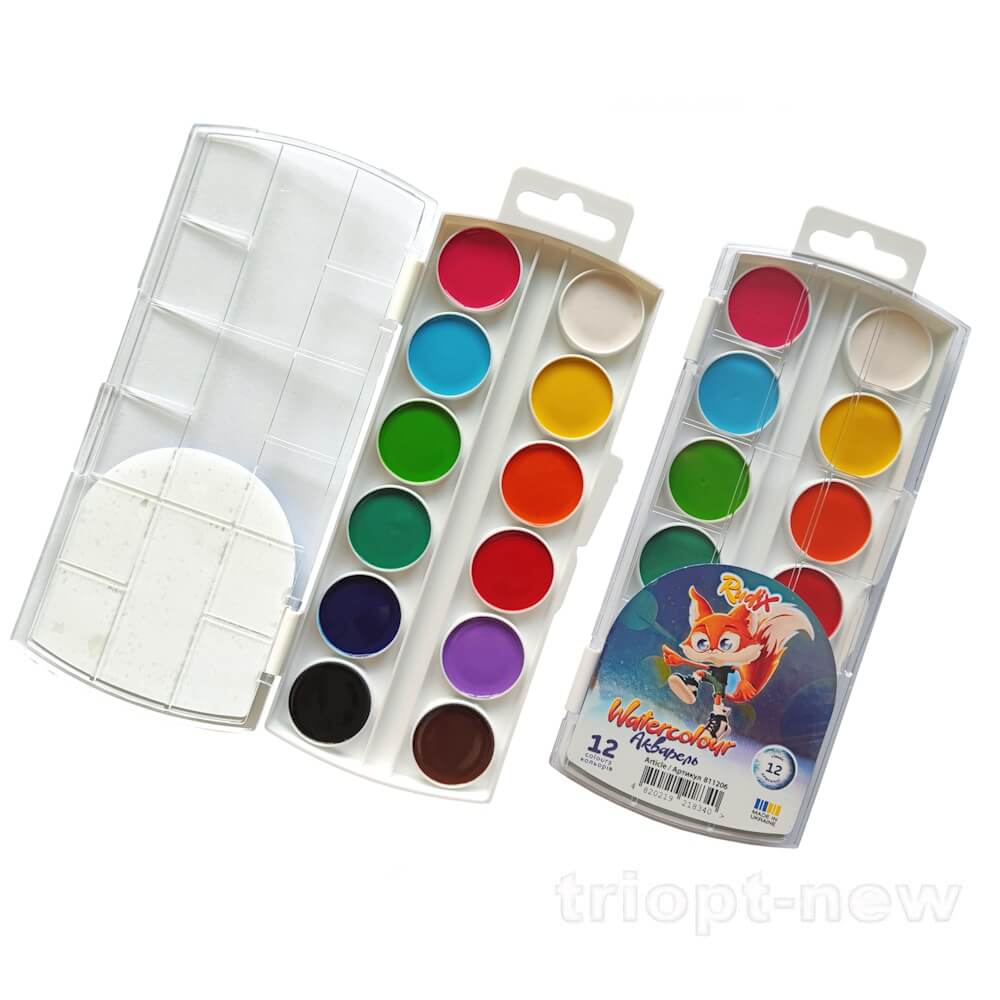 Акварель 12 кол., б/п, пластик, Хлопчик, RUDIX, 811206