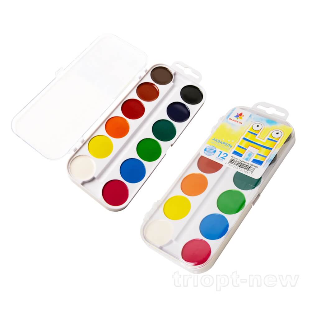 Акварель 12 кол., б/п, пластик, Захоплення, 200106